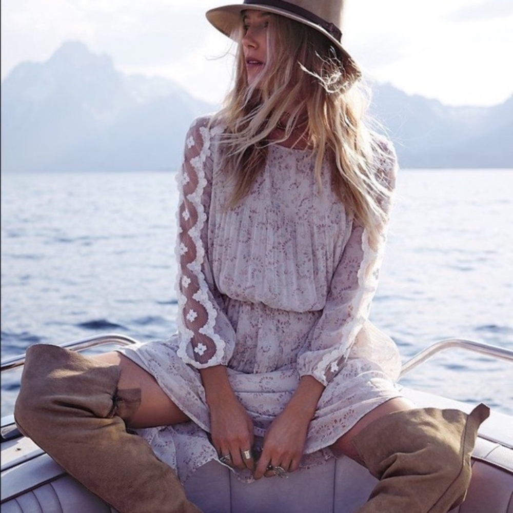 * SOLD* Free People Ivory Open Waters Smocked Dress Size Small